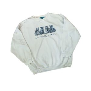 Vintage Weekend Edition Granny Cat Crossover Collar Sweat Shirt